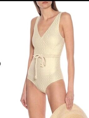 Lisa Marie Fernandez Cream Crochet One-Piece Swimsuit
